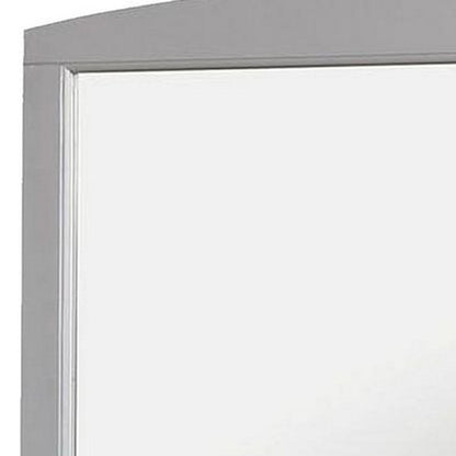Benzara 32" Gray Curved Top Wooden Frame Transitional Mirror
