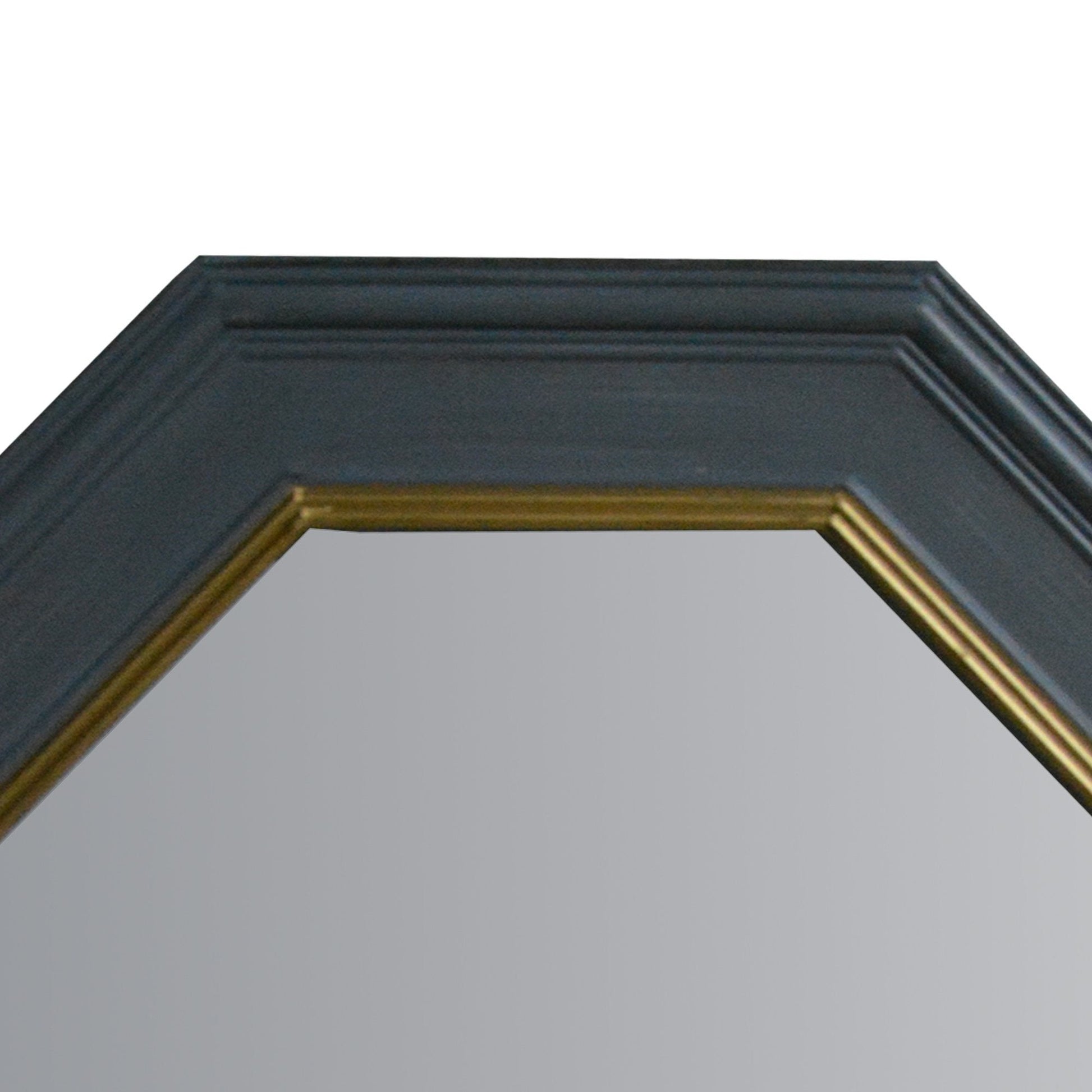 Benzara 32" Octagonal Gray Wooden Framed Floating Wall Flat Mirror