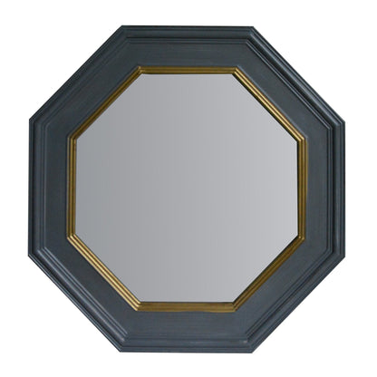 Benzara 32" Octagonal Gray Wooden Framed Floating Wall Flat Mirror