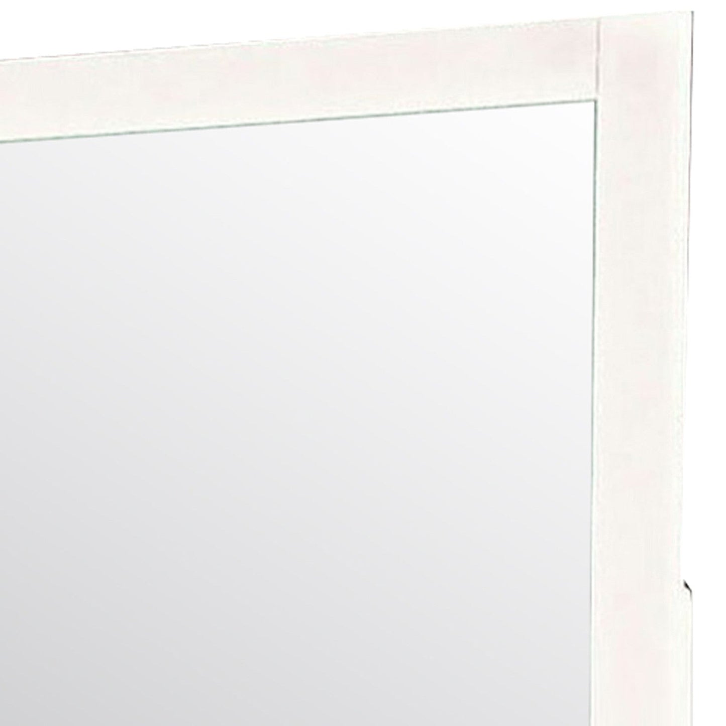Benzara 32" White Contemporary Style Wooden Frame Mirror