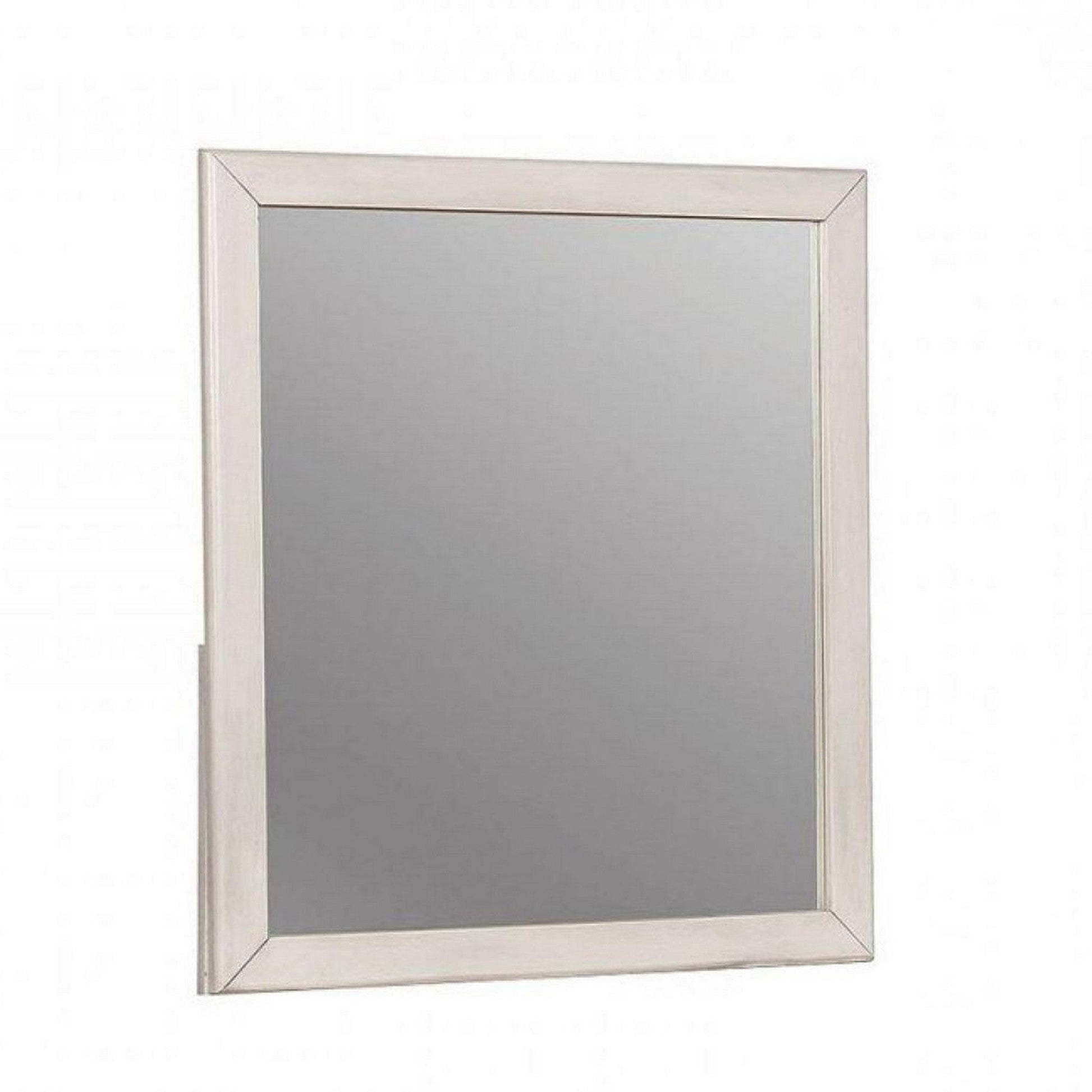 Benzara 32" White Transitional Style Wooden Frame Mirror