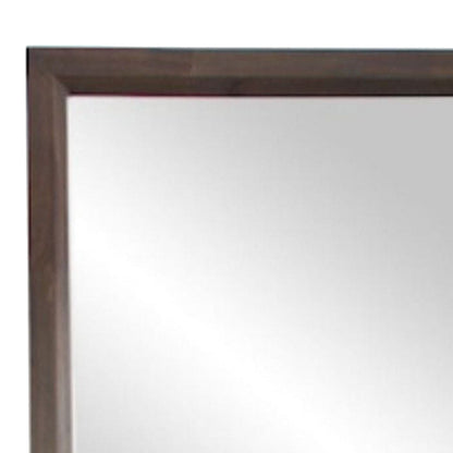 Benzara 33" Brown and Silver Rectangular Mid Century Modern Mirror