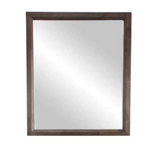 Benzara 33" Brown and Silver Rectangular Mid Century Modern Mirror