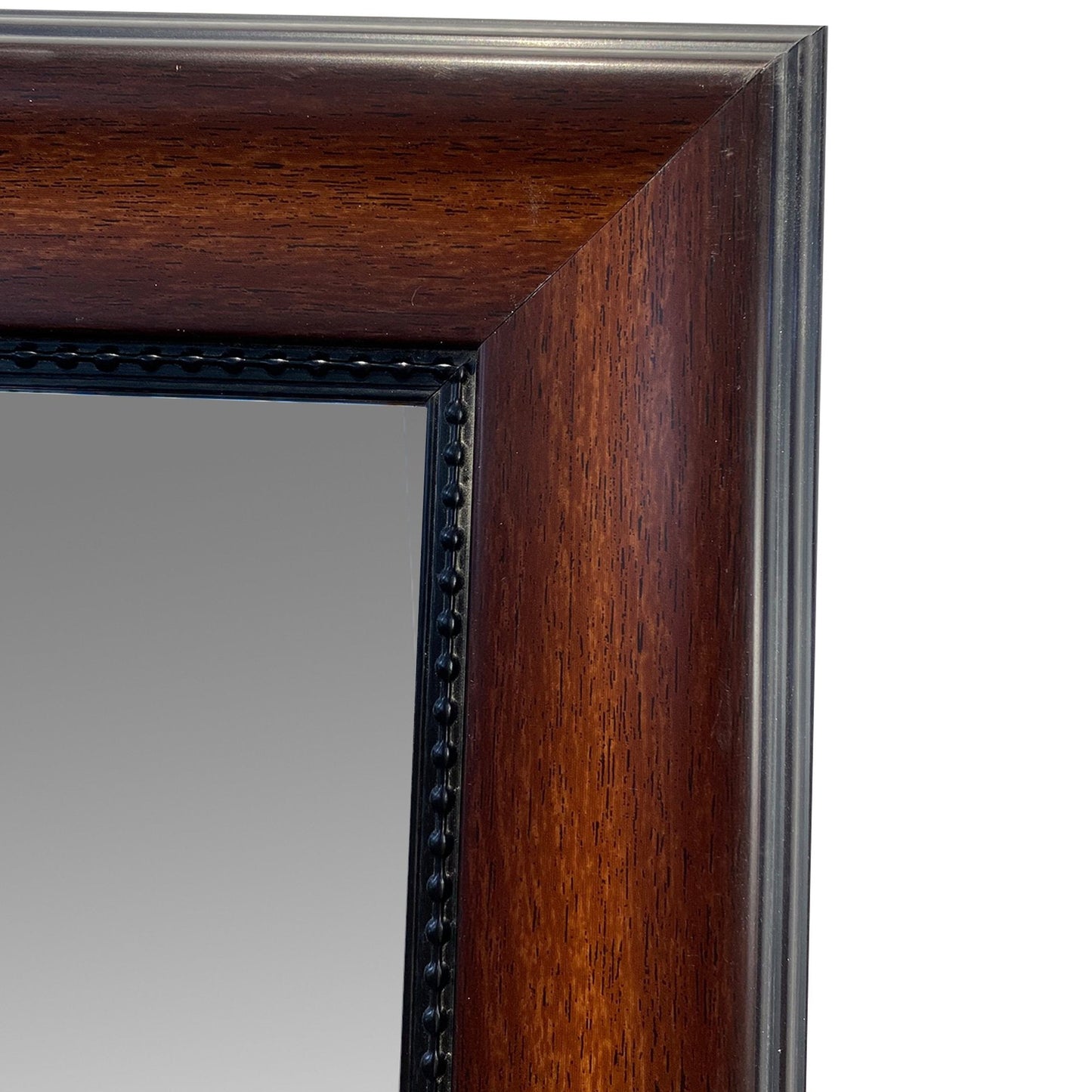 Benzara 34" Cherry Brown Molded Polystyrene Framed Wall Mirror With Beaded Details
