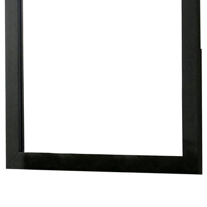 Benzara 35" Black Transitional Style Wooden Frame Square Mirror