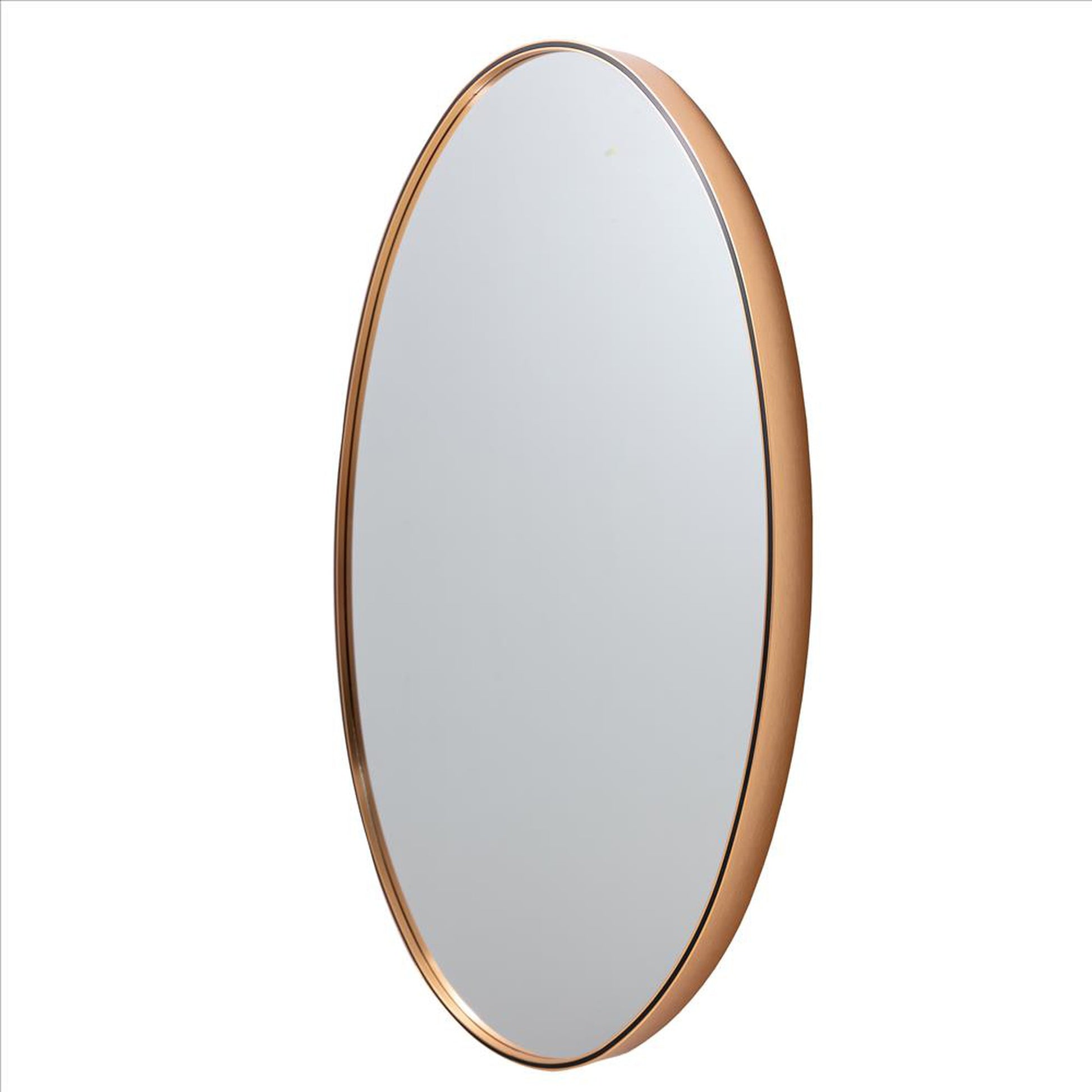 Benzara 35" Oval Matte Gold Metal Framed Accent Wall Mirror