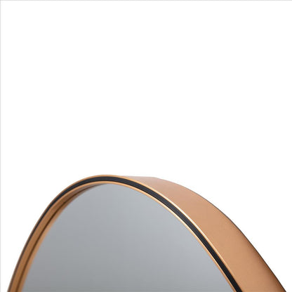 Benzara 35" Oval Matte Gold Metal Framed Accent Wall Mirror