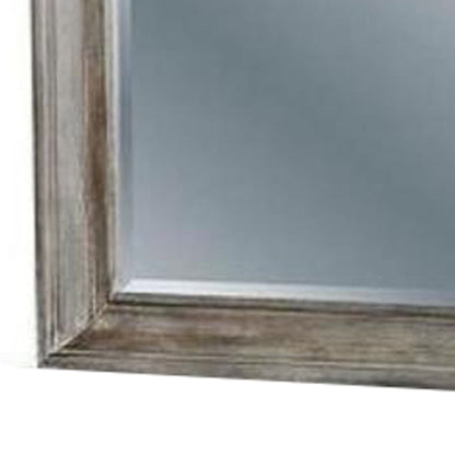 Benzara 36" Brown Rectangular Mirror With Wooden Frame