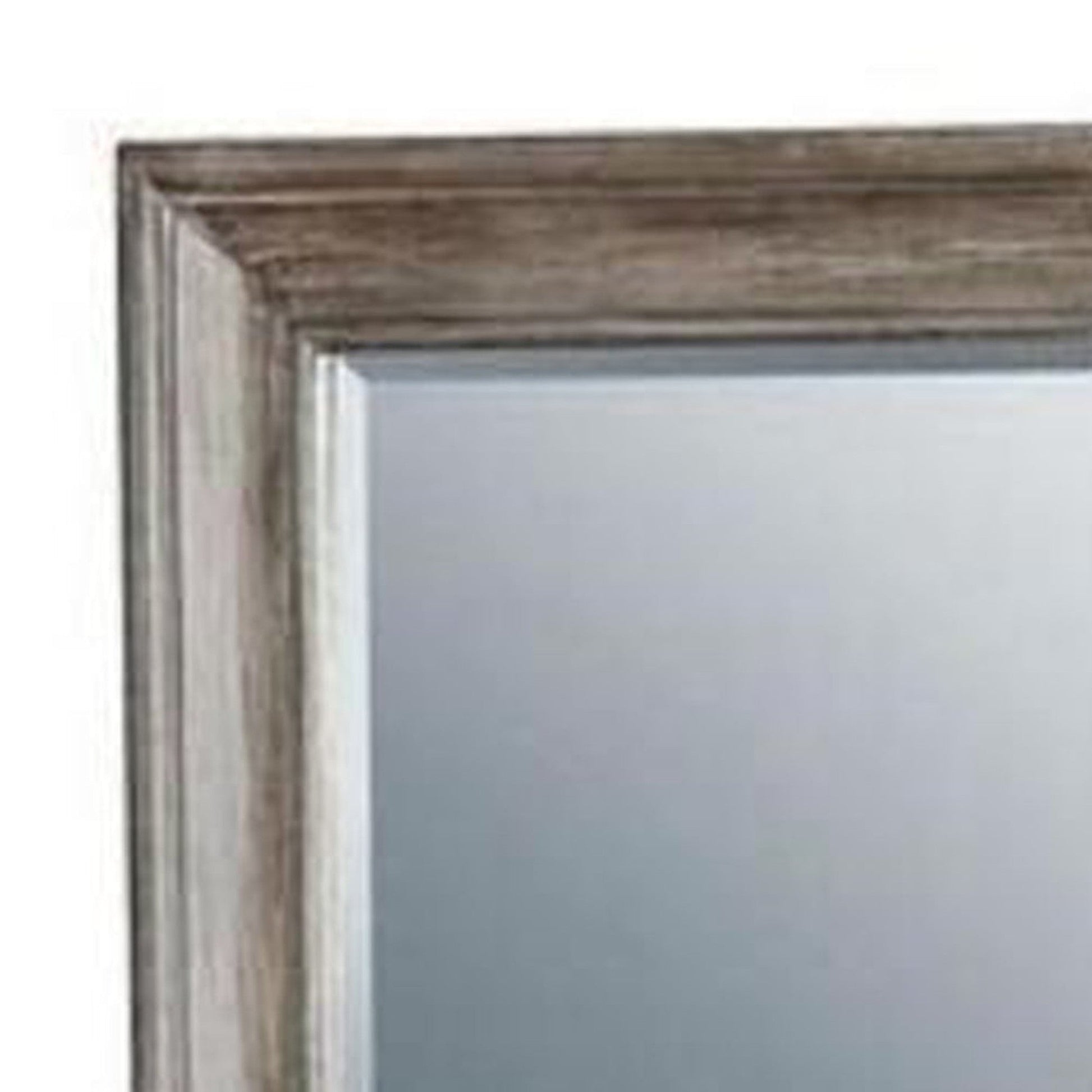 Benzara 36" Brown Rectangular Mirror With Wooden Frame