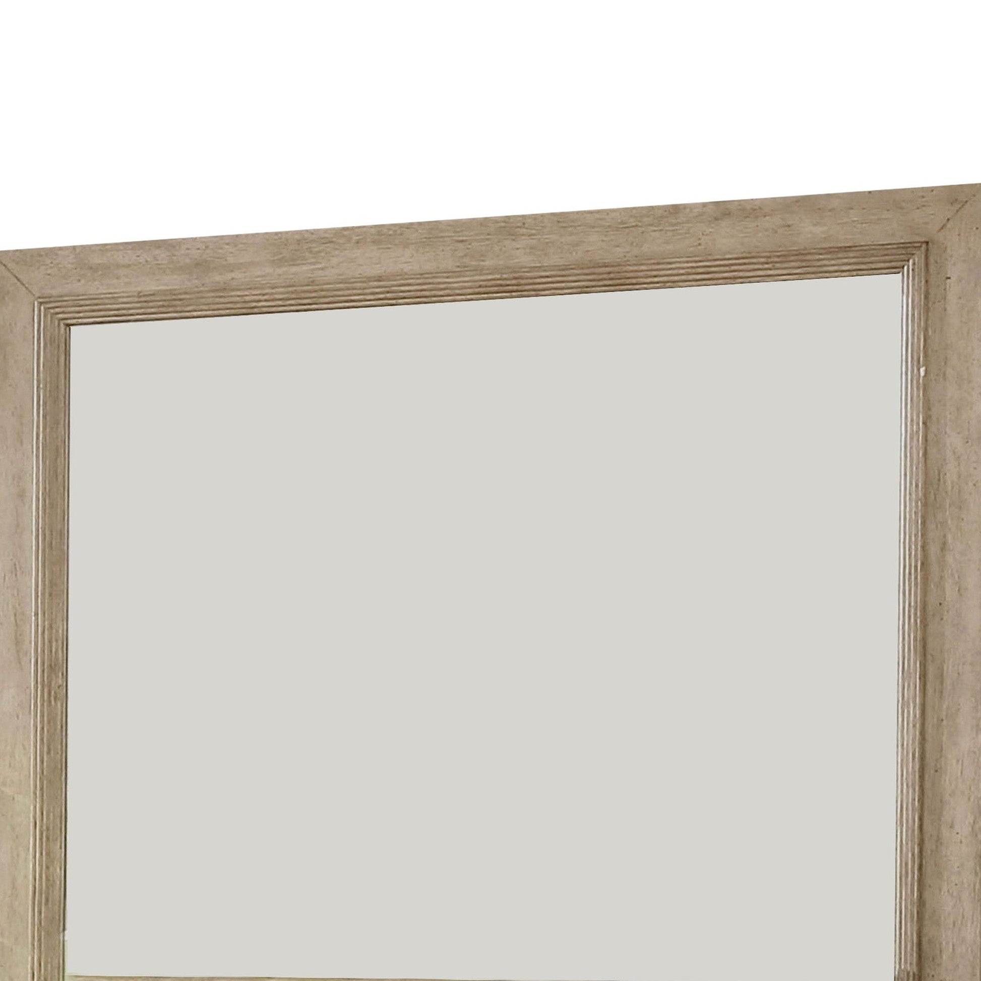 Benzara 36" Brown Wooden Frame Mirror With Molded Details