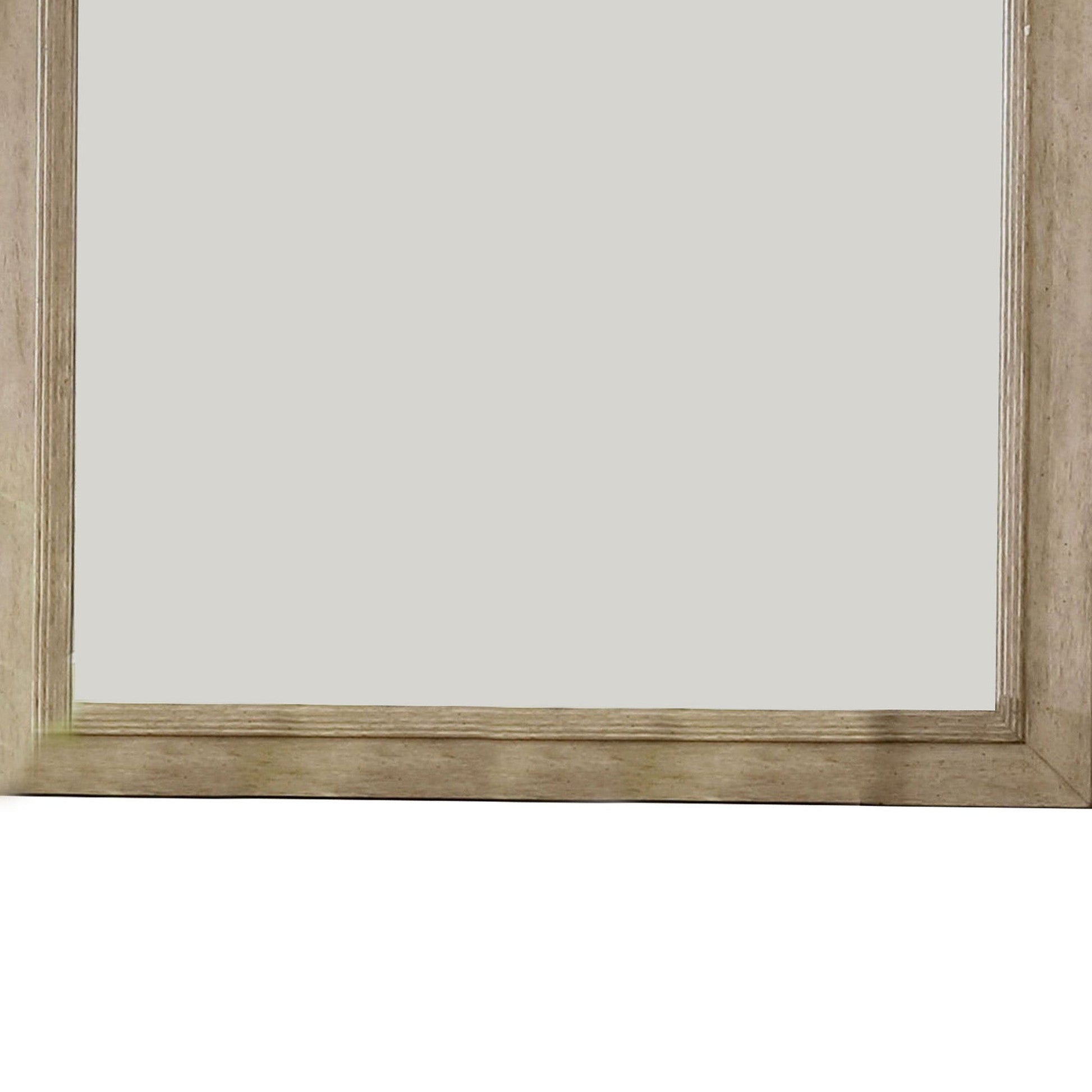 Benzara 36" Brown Wooden Frame Mirror With Molded Details