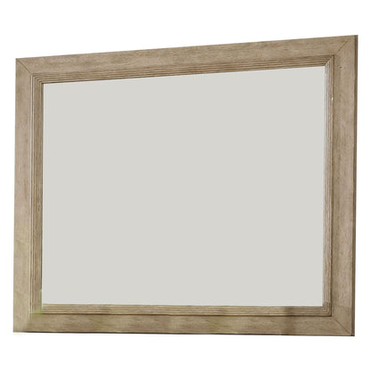 Benzara 36" Brown Wooden Frame Mirror With Molded Details