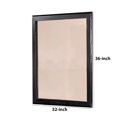 Benzara 36" Rectangular Black Wooden Framed Wall Mirror