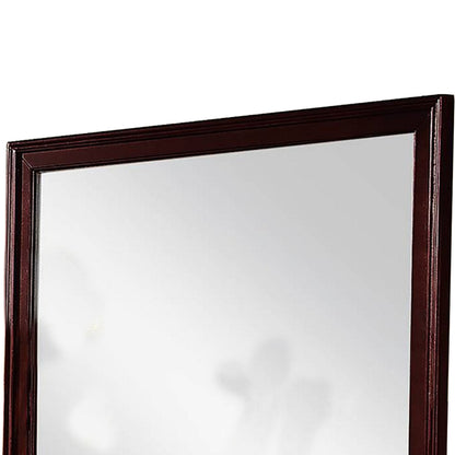 Benzara 36" Rectangular Brown Molded Wood Encased Mirror