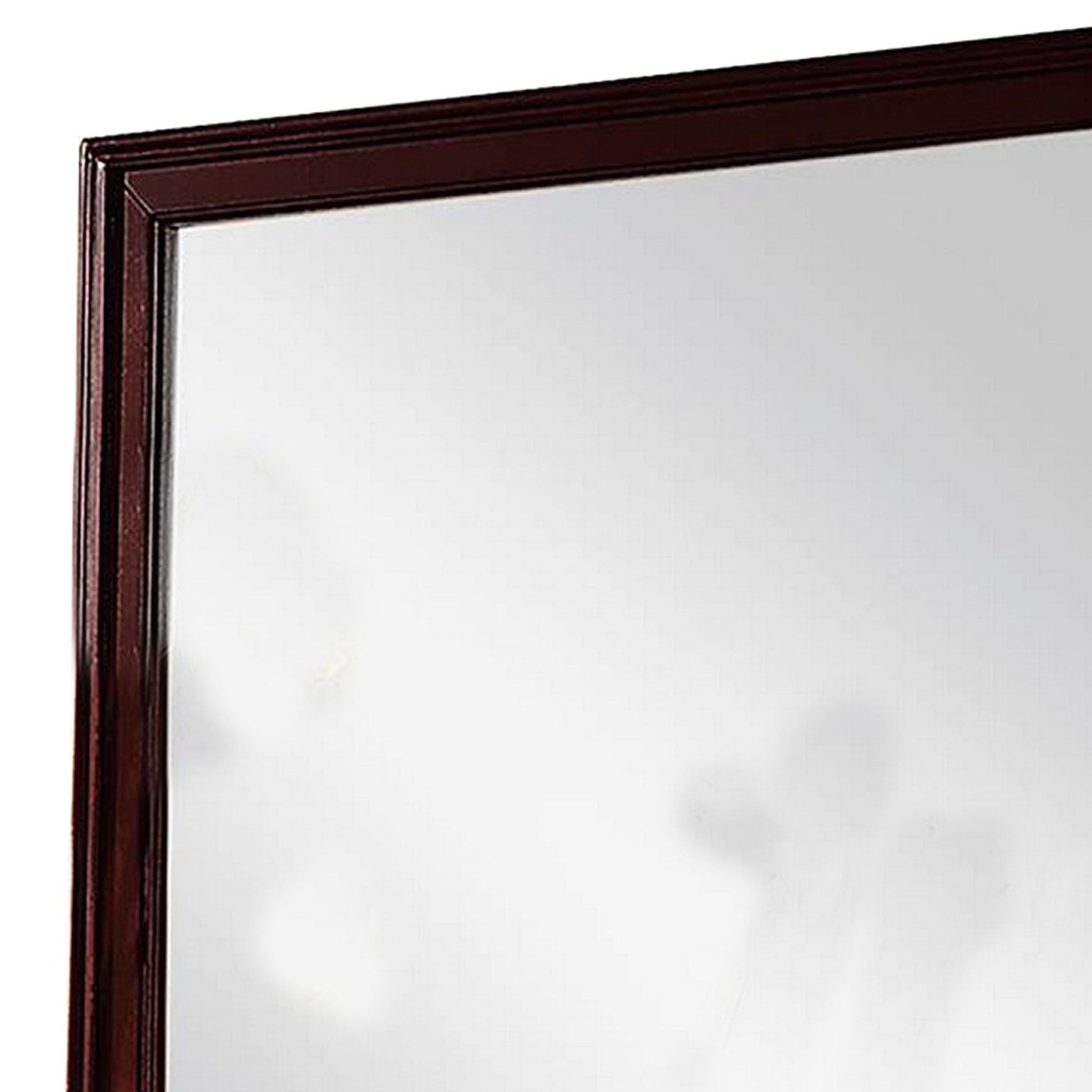 Benzara 36" Rectangular Brown Molded Wood Encased Mirror