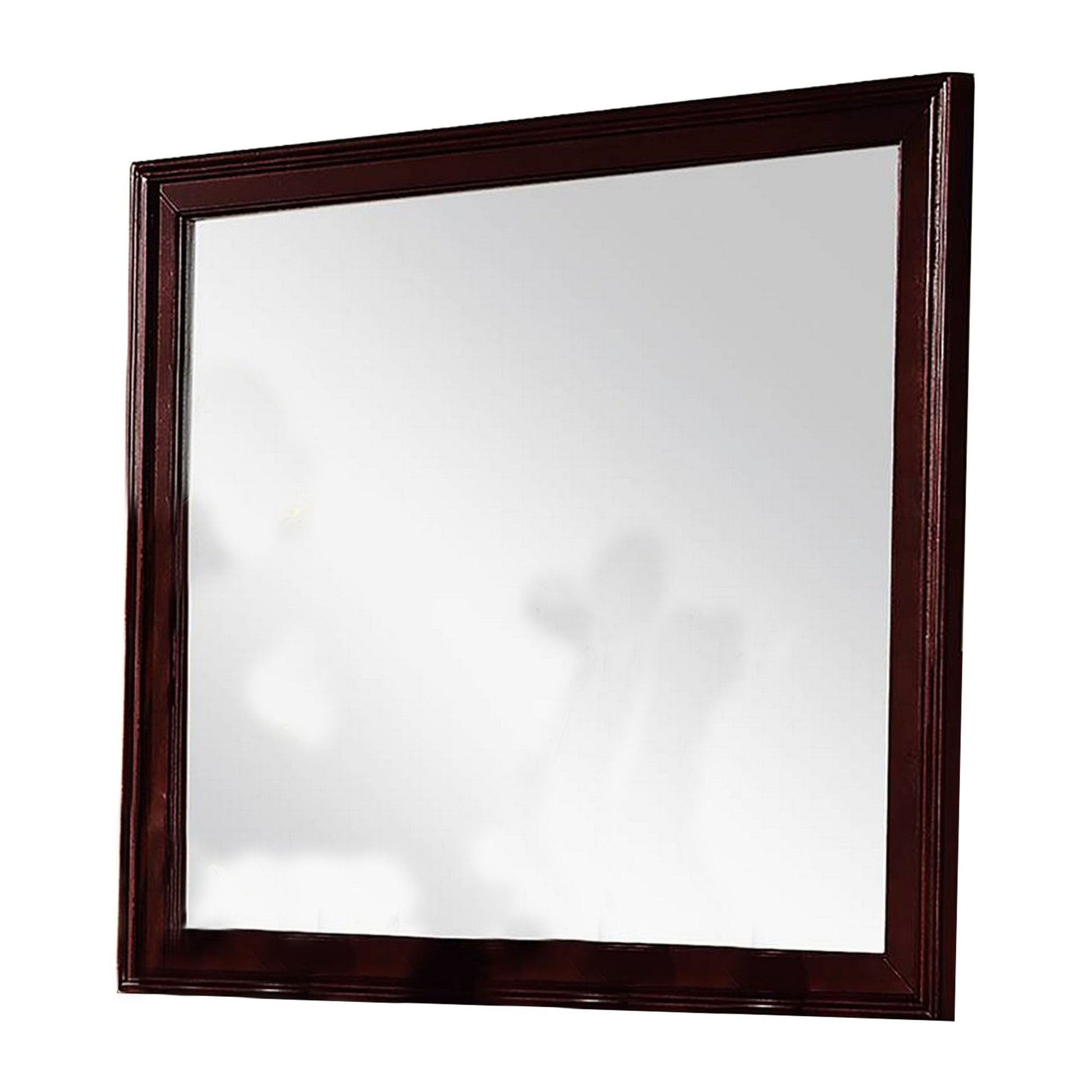 Benzara 36" Rectangular Brown Molded Wood Encased Mirror