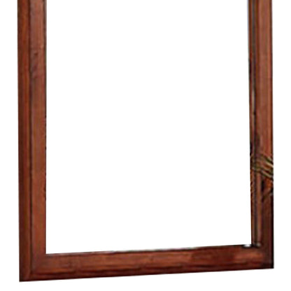 Benzara 36" Rectangular Brown Wooden Framed Wall Mirror