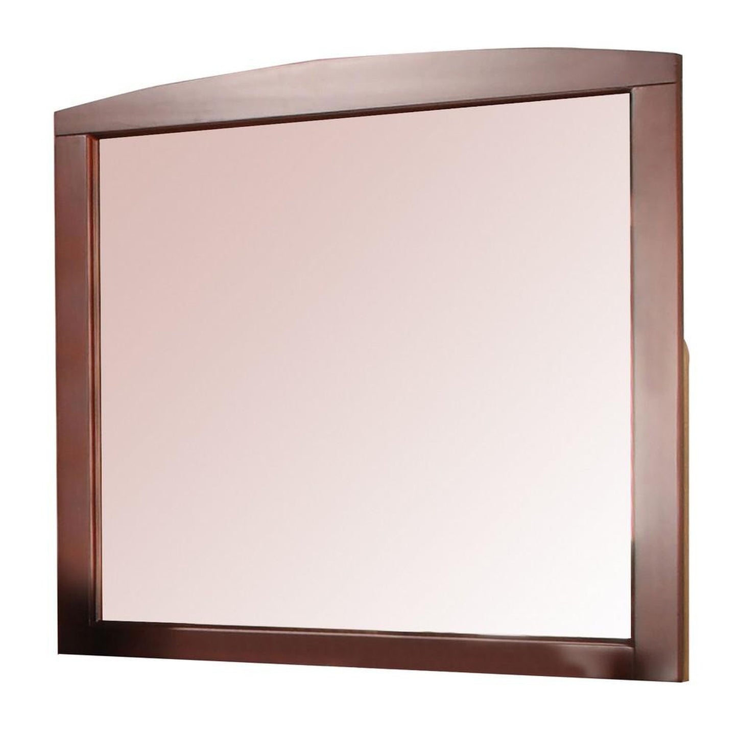 Benzara 36" Rectangular Brown Wooden Framed Wall Mirror With Slightly Arched Top