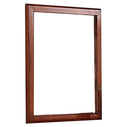 Benzara 36" Rectangular Brown Wooden Framed Wall Mirror