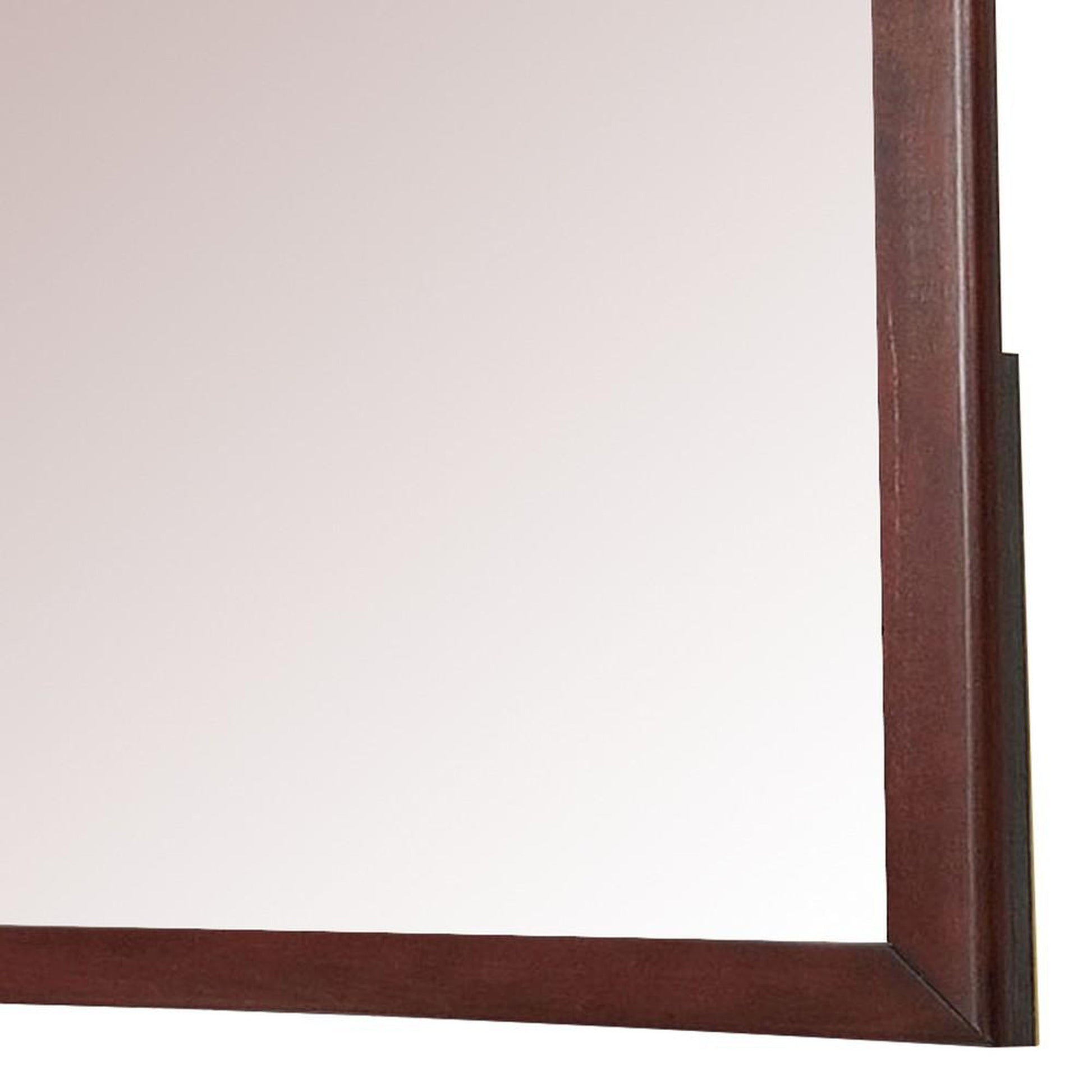 Benzara 36" Rectangular Cherry Brown Wooden Framed Wall Mirror