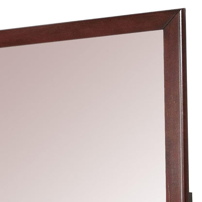 Benzara 36" Rectangular Cherry Brown Wooden Framed Wall Mirror