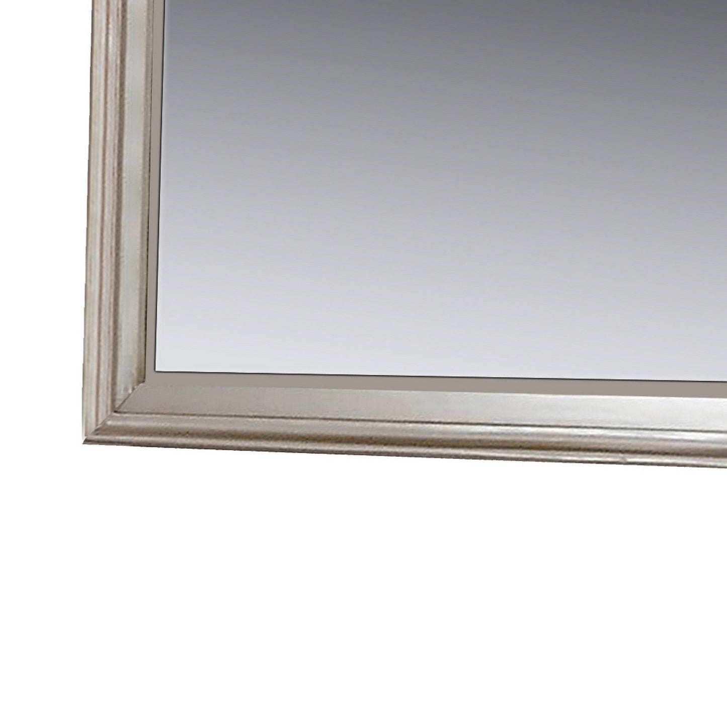 Benzara 36" Rectangular Silver Molded Wood Encased Mirror