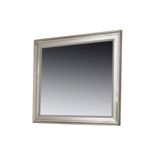 Benzara 36" Rectangular Silver Molded Wood Encased Mirror