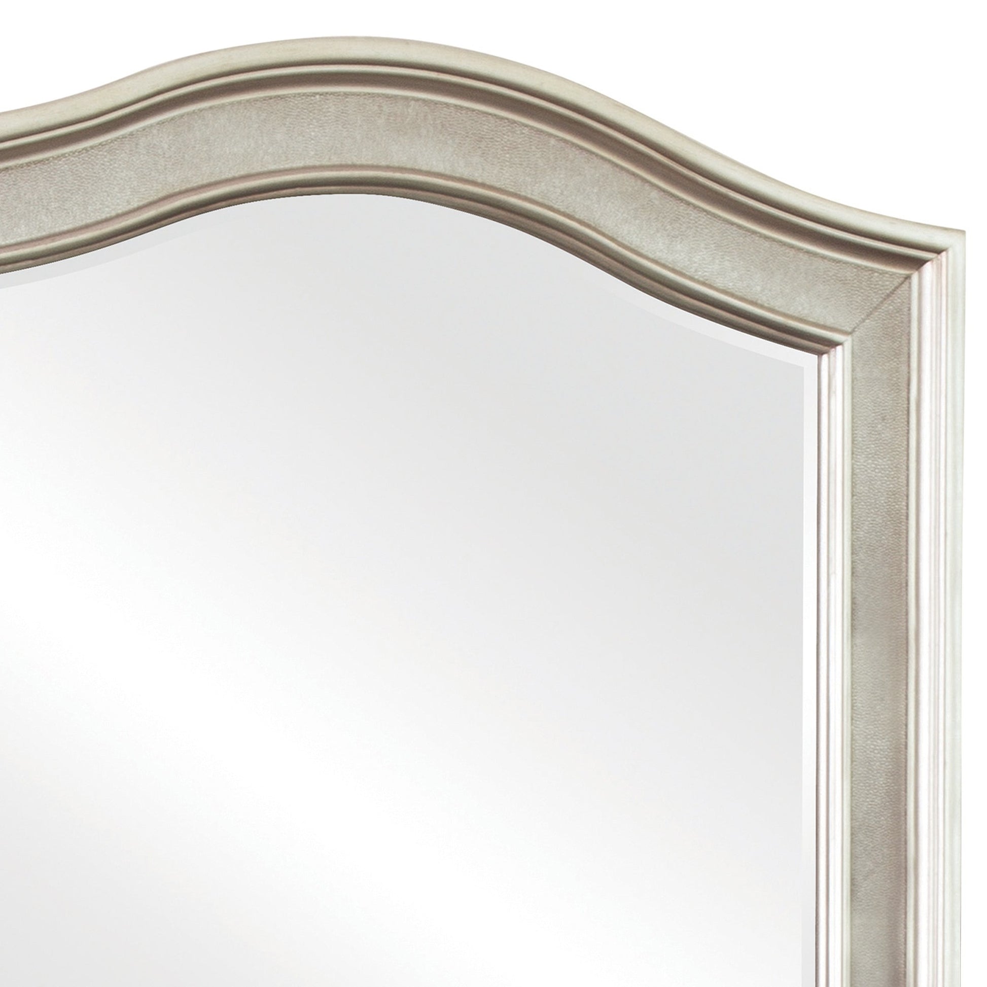 Benzara 36" Silver Wooden Framed Arched Vanity Mirror