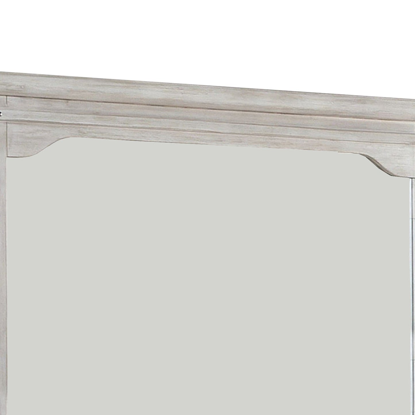 Benzara 36" White Mirror With Chiseled Inner Wooden Frame