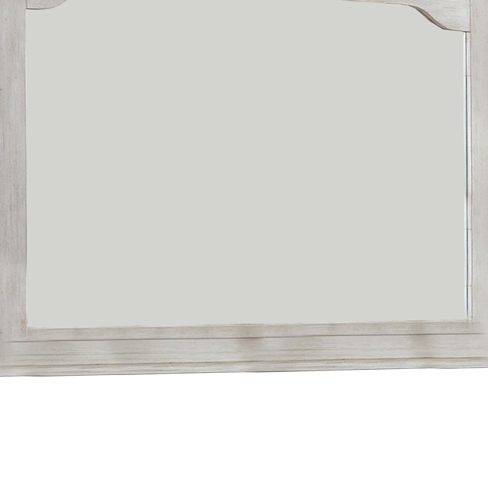 Benzara 36" White Mirror With Chiseled Inner Wooden Frame