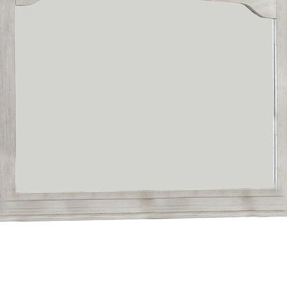 Benzara 36" White Mirror With Chiseled Inner Wooden Frame