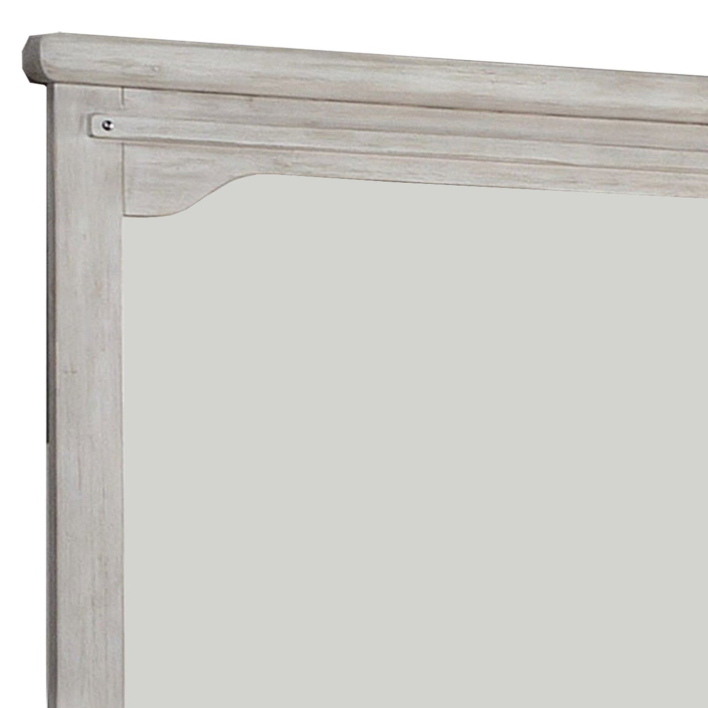 Benzara 36" White Mirror With Chiseled Inner Wooden Frame