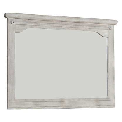 Benzara 36" White Mirror With Chiseled Inner Wooden Frame