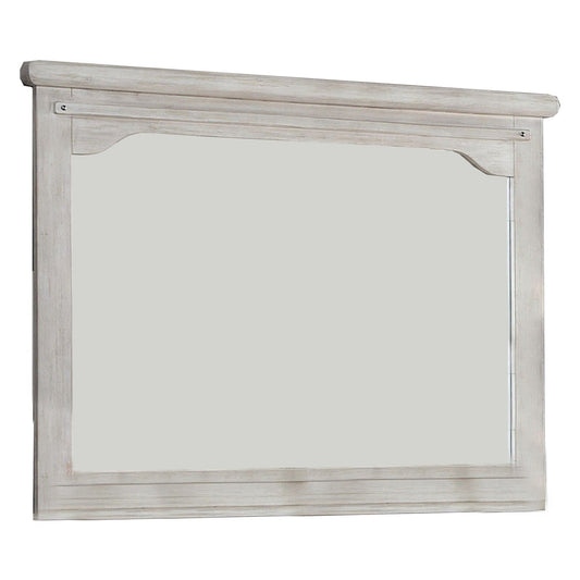 Benzara 36" White Mirror With Chiseled Inner Wooden Frame