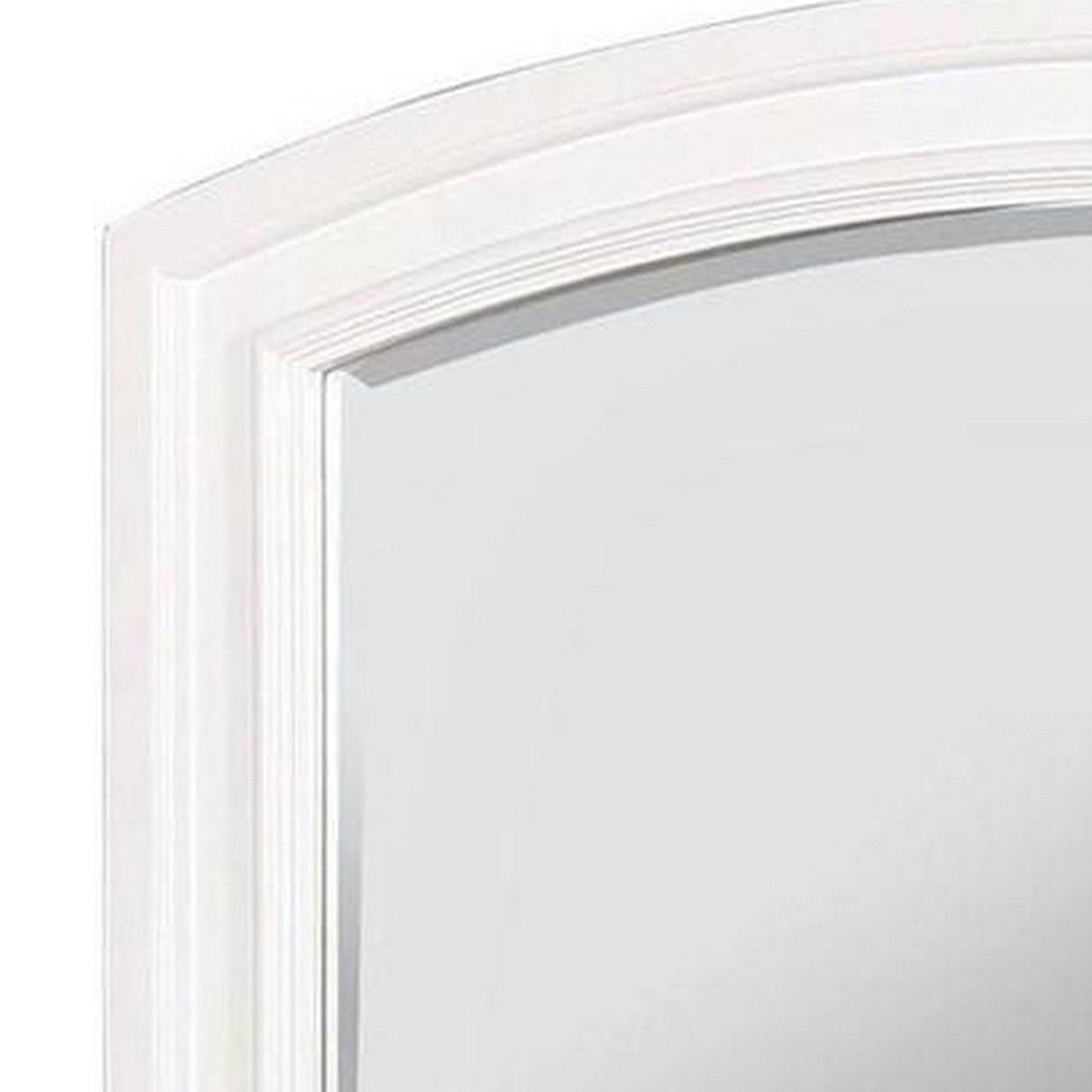 Benzara 36" White Wooden Frame Mirror With Arched Top