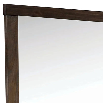 Benzara 37" Brown Rectangular Wooden Framed Mirror