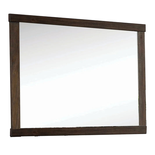 Benzara 37" Brown Rectangular Wooden Framed Mirror