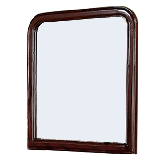 Benzara 37" Rectangular Brown Wooden Framed Wall Mirror With Top Curved Edges