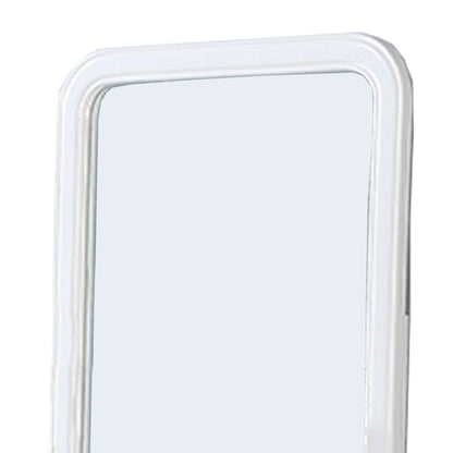 Benzara 37" White Wooden Framed Mirror With Curved Edges
