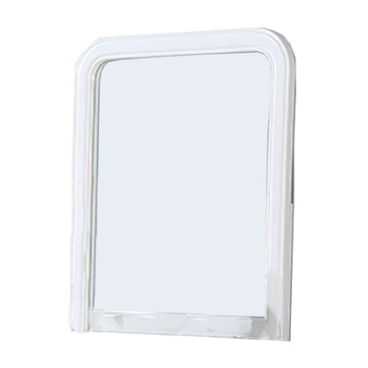 Benzara 37" White Wooden Framed Mirror With Curved Edges