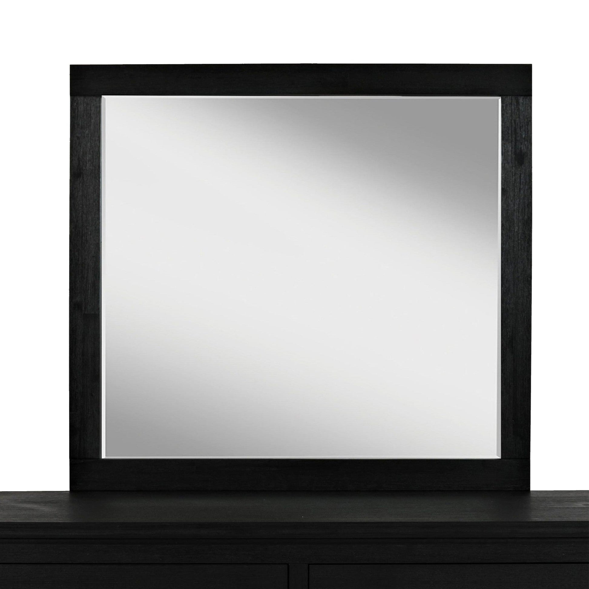 Benzara 37" x 40" Dark Gray and Silver Dressing Mirror With Wooden Frame