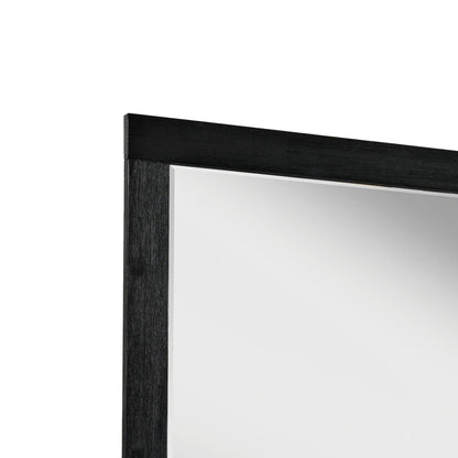 Benzara 37" x 40" Dark Gray and Silver Dressing Mirror With Wooden Frame