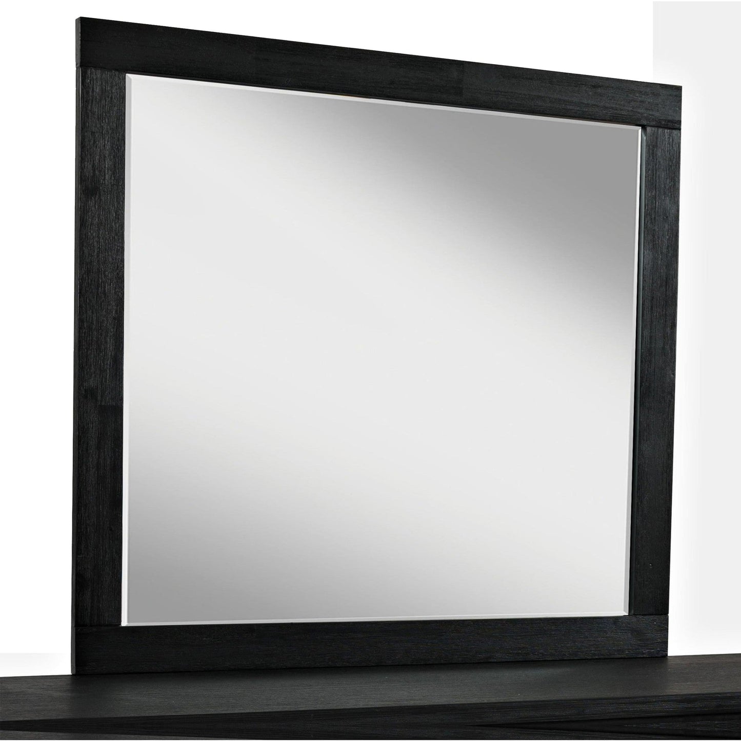 Benzara 37" x 40" Dark Gray and Silver Dressing Mirror With Wooden Frame