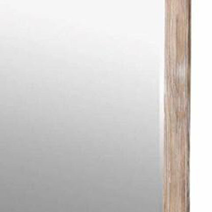 Benzara 38" Brown Rectangular Wooden Framed Mirror