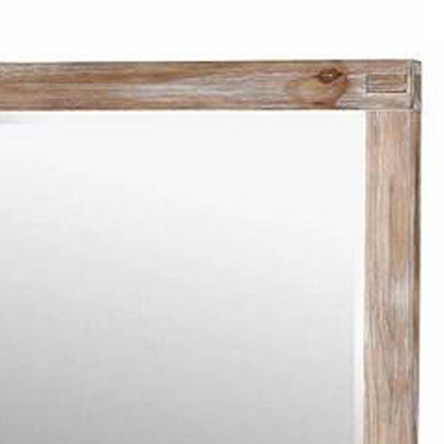 Benzara 38" Brown Rectangular Wooden Framed Mirror