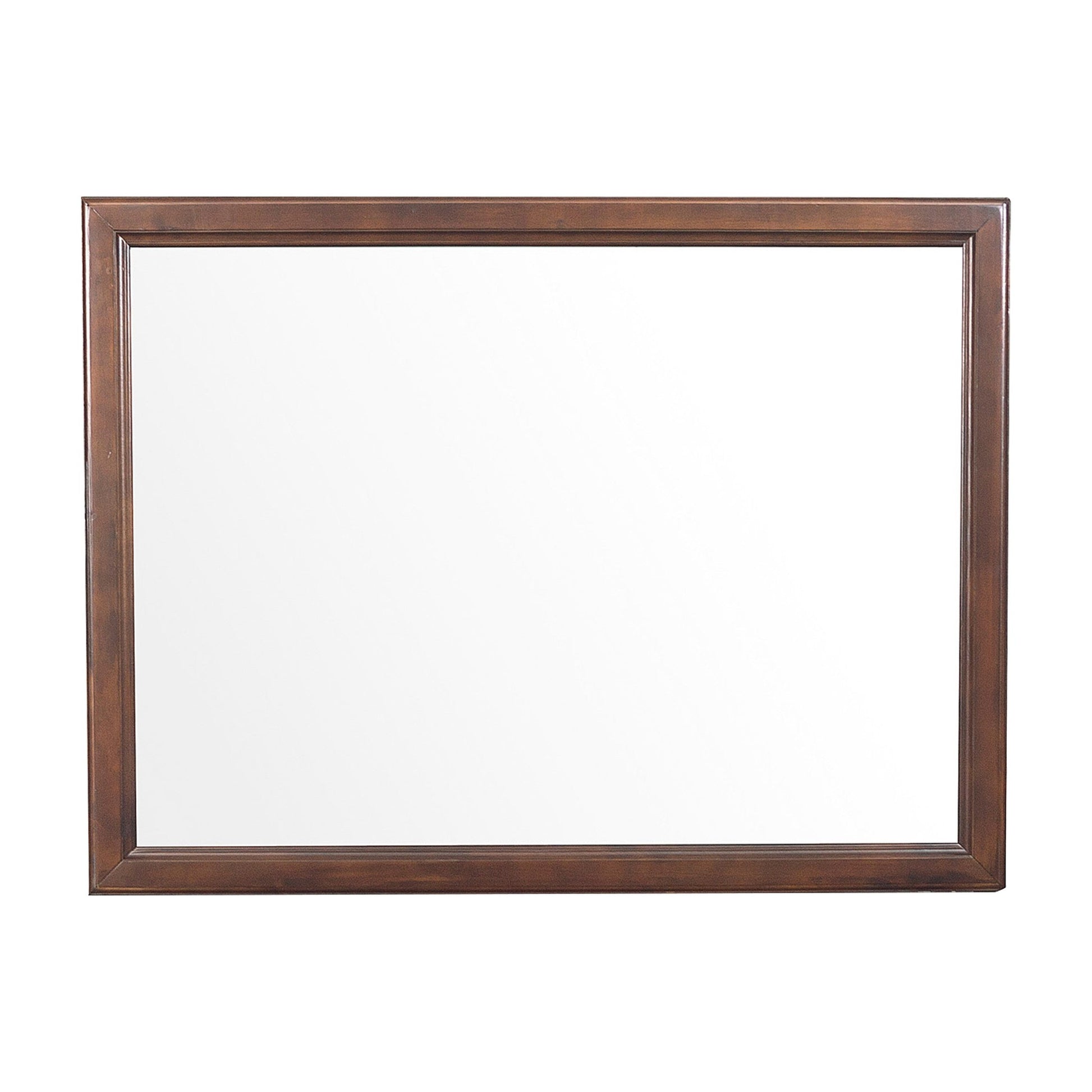 Benzara 38" Brown Wooden Landscape Mirror, Molded Details, Dual Texture