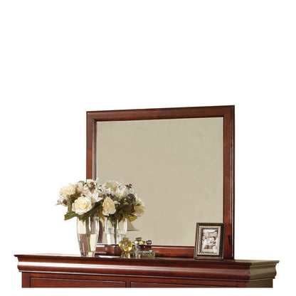 Benzara 38" Cherry Brown Rectangular Wooden Framed Mirror