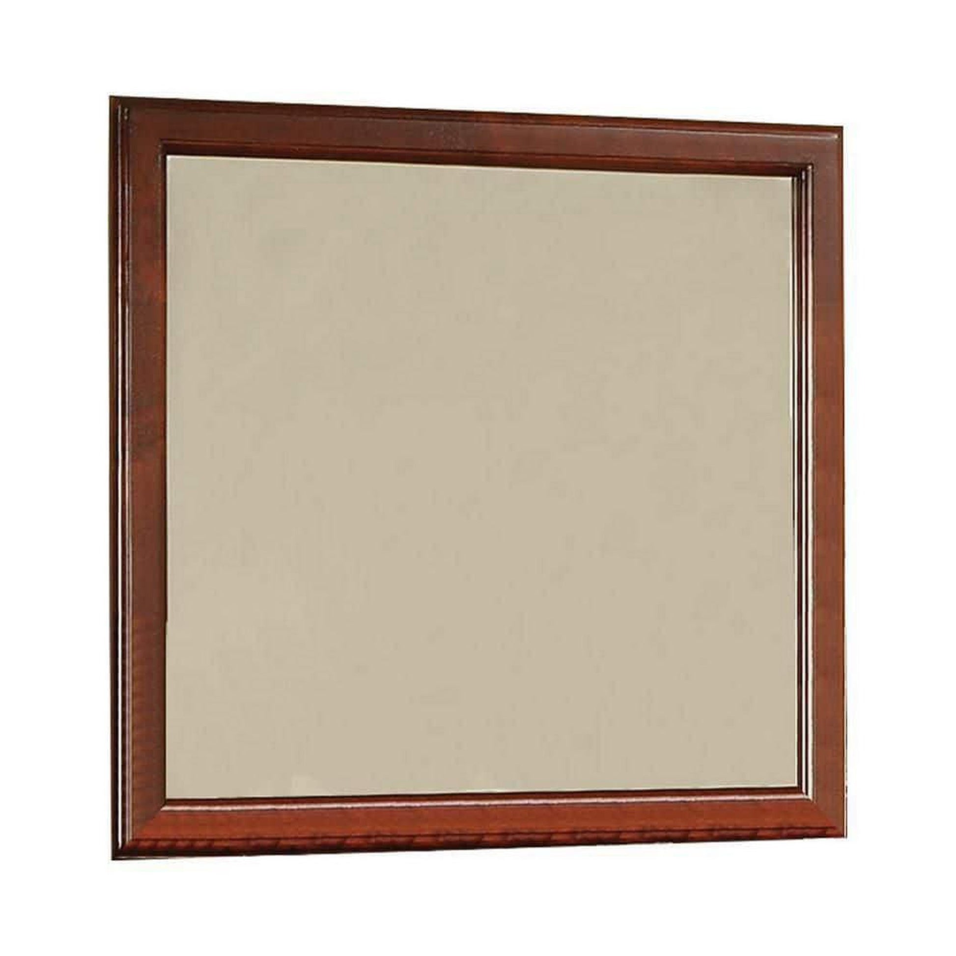 Benzara 38" Cherry Brown Rectangular Wooden Framed Mirror