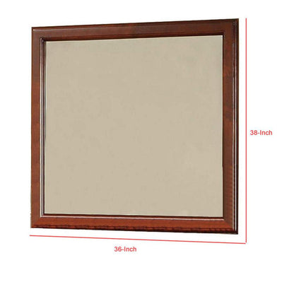 Benzara 38" Cherry Brown Rectangular Wooden Framed Mirror