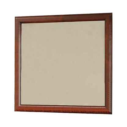 Benzara 38" Cherry Brown Rectangular Wooden Framed Mirror